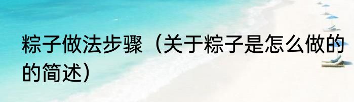 粽子做法步骤（关于粽子是怎么做的的简述）