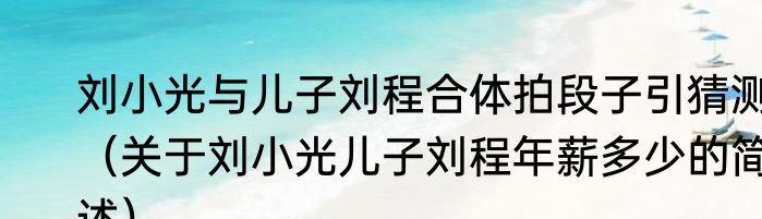 刘小光与儿子刘程合体拍段子引猜测（关于刘小光儿子刘程年薪多少的简述）