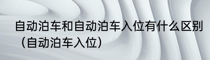 自动泊车和自动泊车入位有什么区别（自动泊车入位）