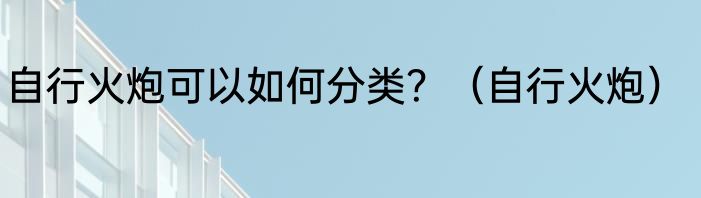 自行火炮可以如何分类？（自行火炮）