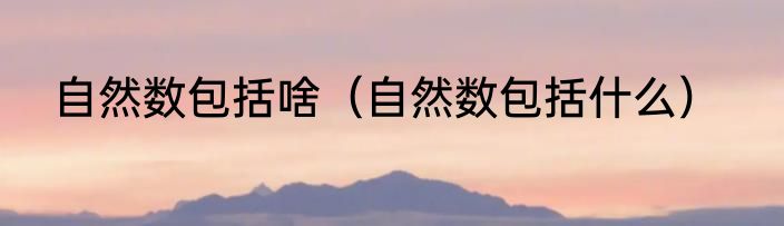 自然数包括啥（自然数包括什么）