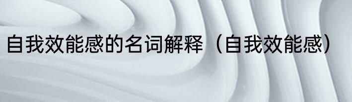自我效能感的名词解释（自我效能感）