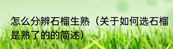 怎么分辨石榴生熟（关于如何选石榴是熟了的的简述）