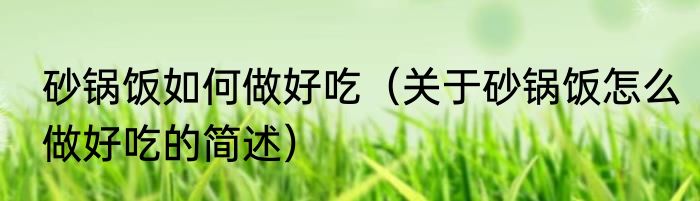 砂锅饭如何做好吃（关于砂锅饭怎么做好吃的简述）