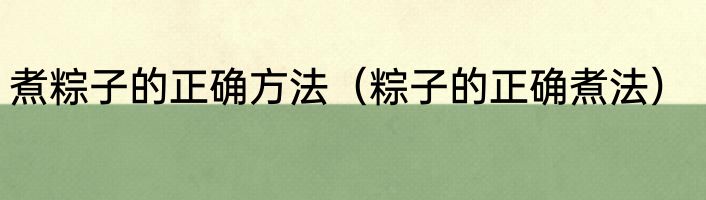 煮粽子的正确方法（粽子的正确煮法）