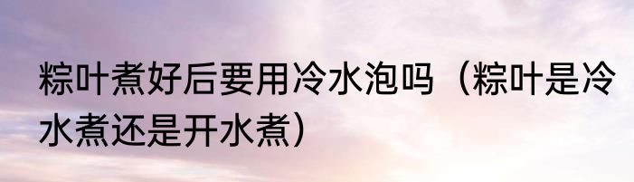 粽叶煮好后要用冷水泡吗（粽叶是冷水煮还是开水煮）