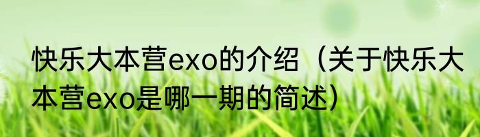 快乐大本营exo的介绍（关于快乐大本营exo是哪一期的简述）