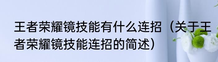 王者荣耀镜技能有什么连招（关于王者荣耀镜技能连招的简述）