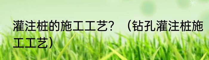 灌注桩的施工工艺？（钻孔灌注桩施工工艺）