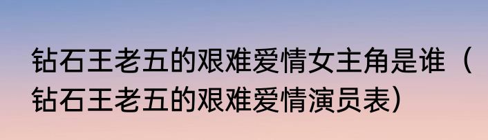 钻石王老五的艰难爱情女主角是谁（钻石王老五的艰难爱情演员表）