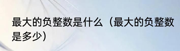 最大的负整数是什么（最大的负整数是多少）
