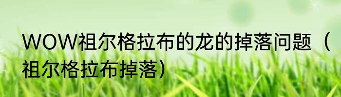 WOW祖尔格拉布的龙的掉落问题（祖尔格拉布掉落）