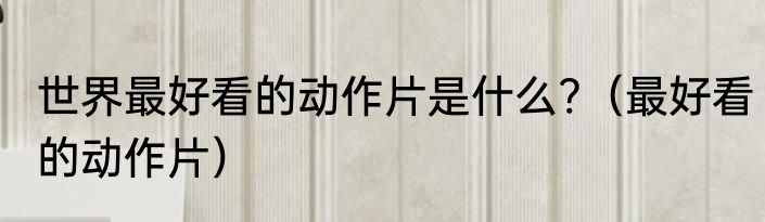 世界最好看的动作片是什么?（最好看的动作片）
