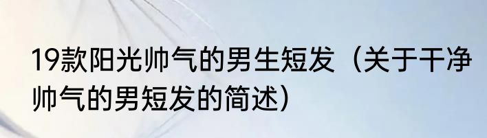 19款阳光帅气的男生短发（关于干净帅气的男短发的简述）