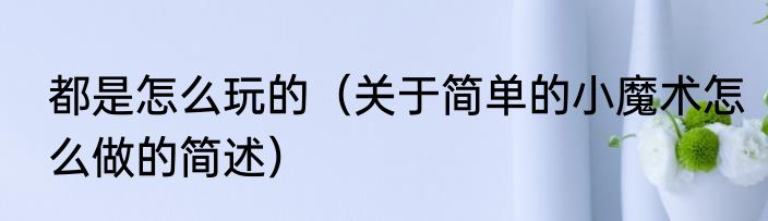 都是怎么玩的（关于简单的小魔术怎么做的简述）