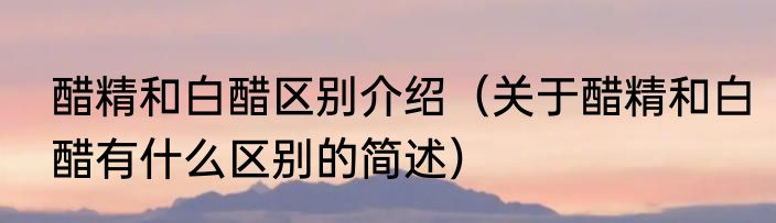 醋精和白醋区别介绍（关于醋精和白醋有什么区别的简述）