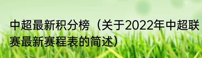 中超最新积分榜（关于2022年中超联赛最新赛程表的简述）