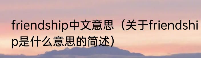 friendship中文意思（关于friendship是什么意思的简述）