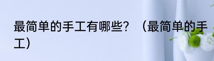 最简单的手工有哪些？（最简单的手工）