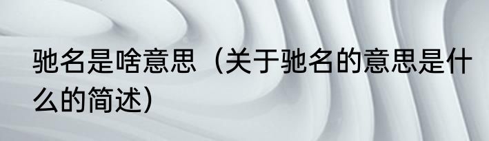 驰名是啥意思（关于驰名的意思是什么的简述）
