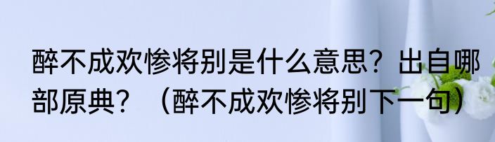 醉不成欢惨将别是什么意思？出自哪部原典？（醉不成欢惨将别下一句）