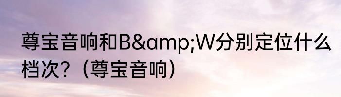 尊宝音响和B&W分别定位什么档次?（尊宝音响）