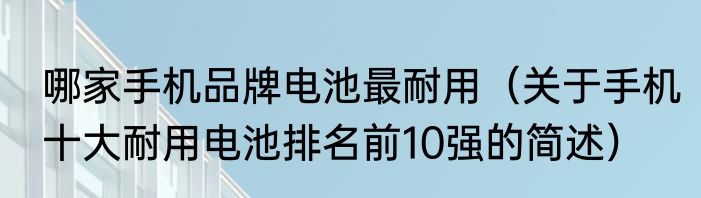 哪家手机品牌电池最耐用（关于手机十大耐用电池排名前10强的简述）