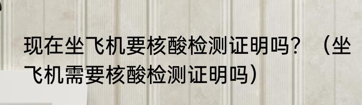现在坐飞机要核酸检测证明吗？（坐飞机需要核酸检测证明吗）