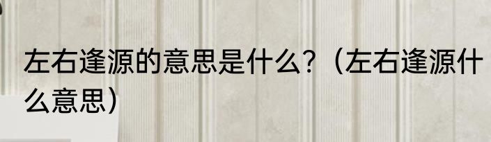 左右逢源的意思是什么?（左右逢源什么意思）