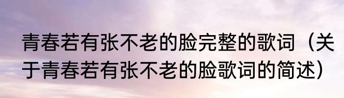 青春若有张不老的脸完整的歌词（关于青春若有张不老的脸歌词的简述）
