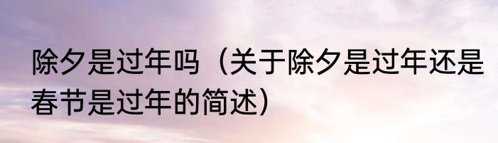 除夕是过年吗（关于除夕是过年还是春节是过年的简述）