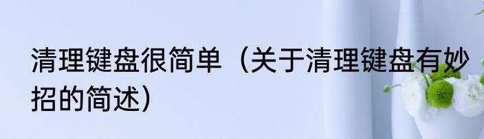 清理键盘很简单（关于清理键盘有妙招的简述）