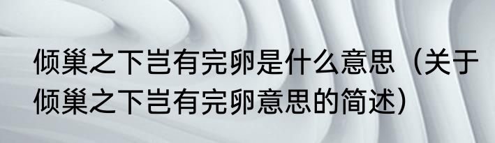 倾巢之下岂有完卵是什么意思（关于倾巢之下岂有完卵意思的简述）