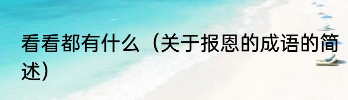 看看都有什么（关于报恩的成语的简述）
