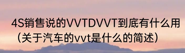 4S销售说的VVTDVVT到底有什么用（关于汽车的vvt是什么的简述）