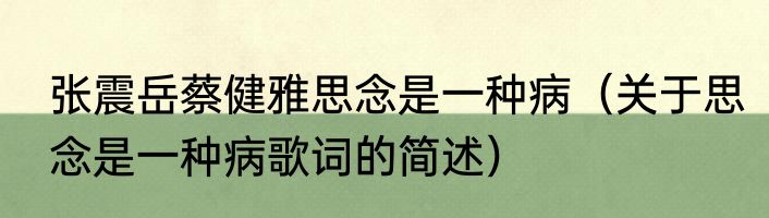 张震岳蔡健雅思念是一种病（关于思念是一种病歌词的简述）
