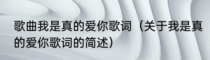 歌曲我是真的爱你歌词（关于我是真的爱你歌词的简述）
