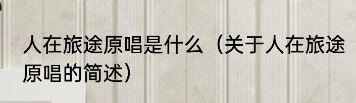 人在旅途原唱是什么（关于人在旅途原唱的简述）