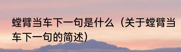 螳臂当车下一句是什么（关于螳臂当车下一句的简述）