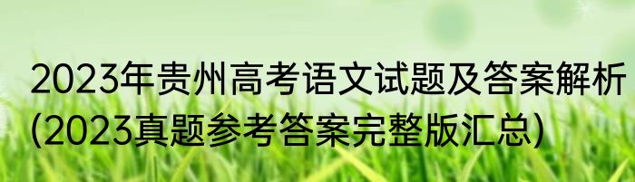 2023年贵州高考语文试题及答案解析(2023真题参考答案完整版汇总)