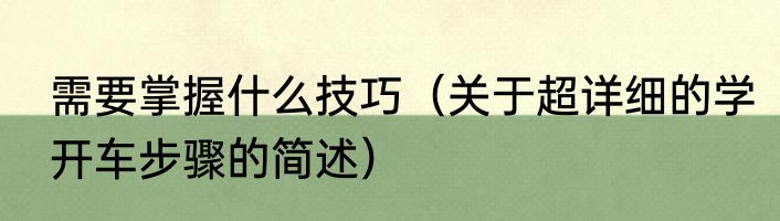 需要掌握什么技巧（关于超详细的学开车步骤的简述）