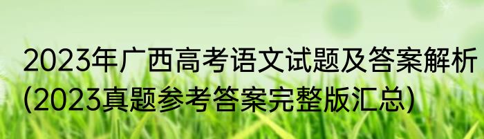 2023年广西高考语文试题及答案解析(2023真题参考答案完整版汇总)