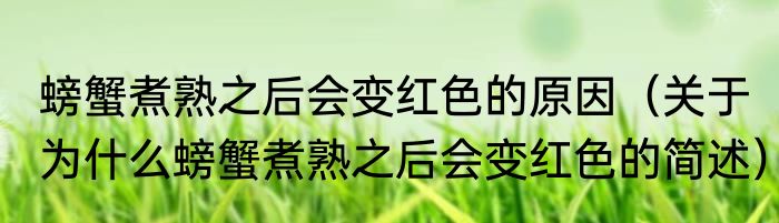 螃蟹煮熟之后会变红色的原因（关于为什么螃蟹煮熟之后会变红色的简述）