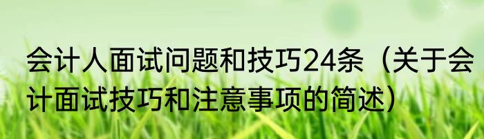会计人面试问题和技巧24条（关于会计面试技巧和注意事项的简述）