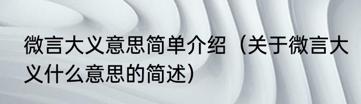 微言大义意思简单介绍（关于微言大义什么意思的简述）