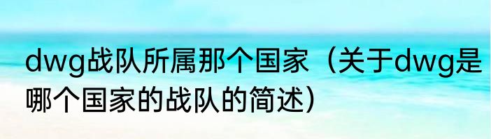 dwg战队所属那个国家（关于dwg是哪个国家的战队的简述）
