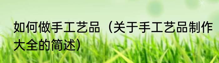 如何做手工艺品（关于手工艺品制作大全的简述）