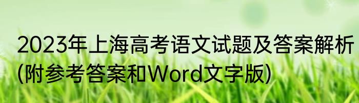2023年上海高考语文试题及答案解析(附参考答案和Word文字版)