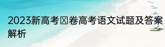 2023新高考Ⅰ卷高考语文试题及答案解析