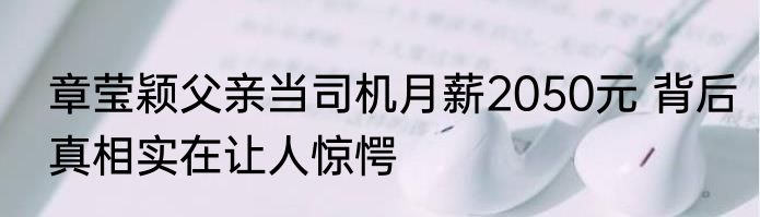 章莹颖父亲当司机月薪2050元 背后真相实在让人惊愕